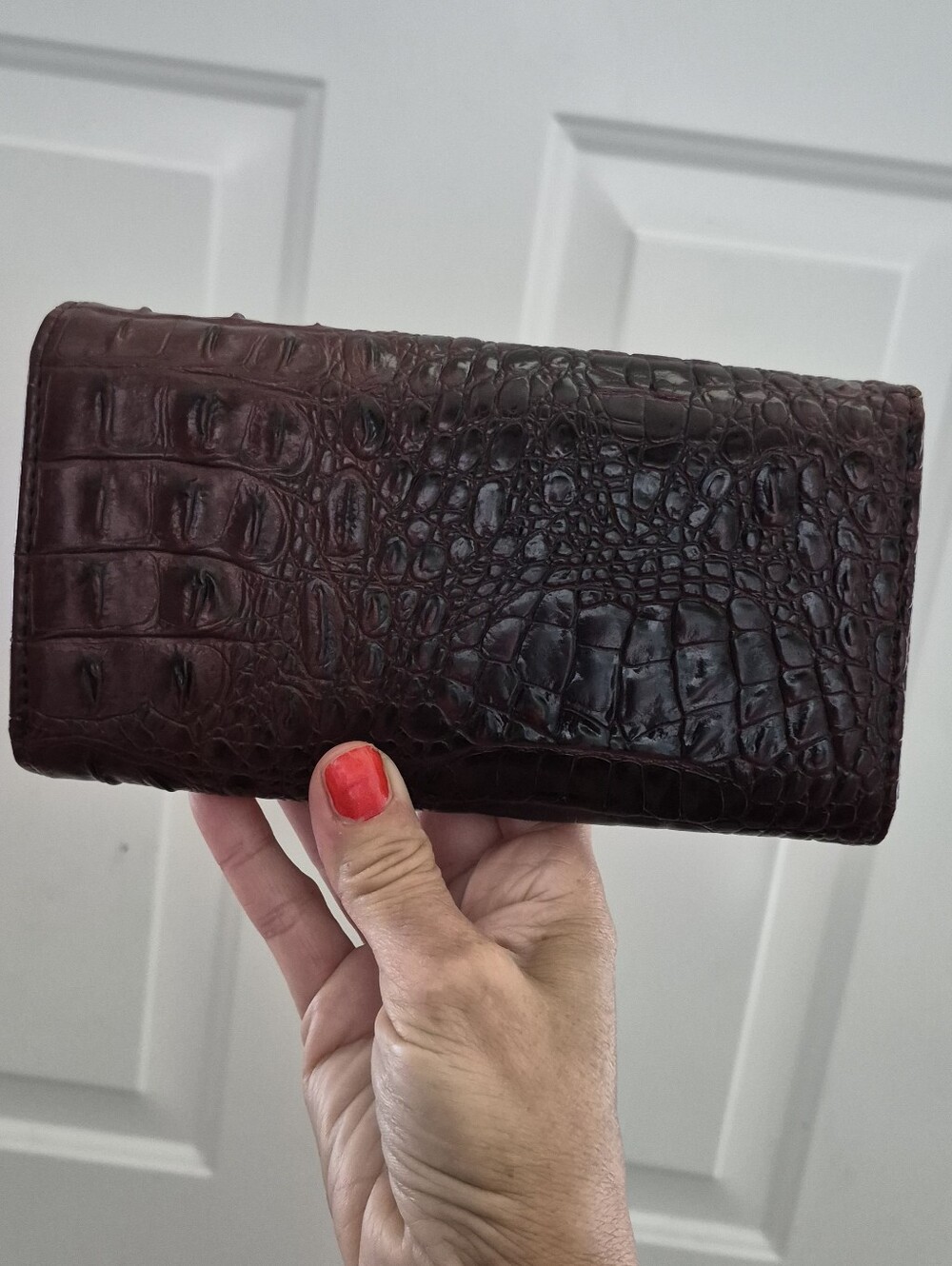 New Stauer Gray/Black Avalon Crocodile Brown  Embossed Leather Wallet - Picture 8 of 11